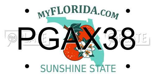 PGAX38 Florida License Plate