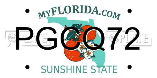 PGCQ72 Florida License Plate