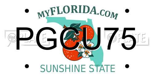 PGCU75 Florida License Plate