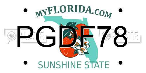 PGDF78 Florida License Plate
