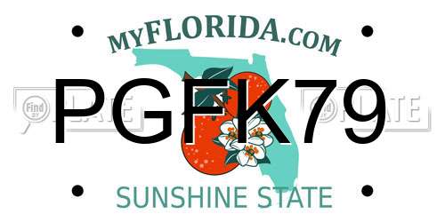 PGFK79 Florida License Plate