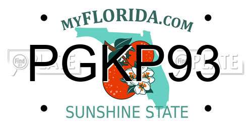 PGKP93 Florida License Plate