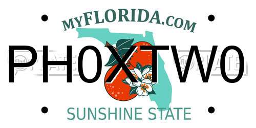 PH0XTW0 Florida License Plate