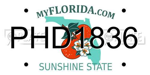 PHD1836 Florida License Plate