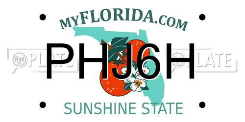 PHJ6H Florida License Plate