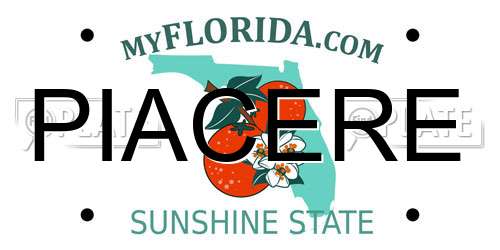 PIACERE Florida License Plate