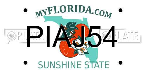 PIAJ54 Florida License Plate