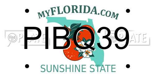 PIBQ39 Florida License Plate