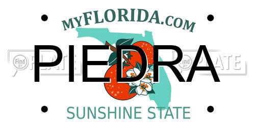 PIEDRA Florida License Plate