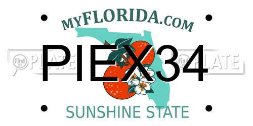 PIEX34 Florida License Plate