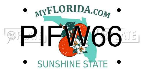 PIFW66 Florida License Plate