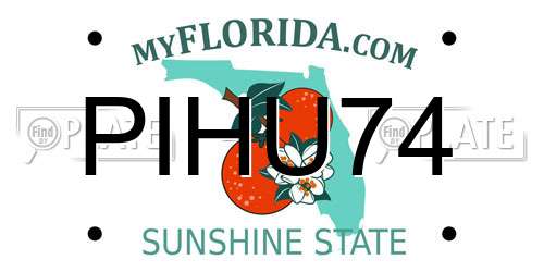 PIHU74 Florida License Plate