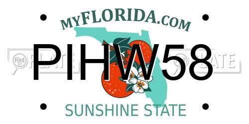PIHW58 Florida License Plate