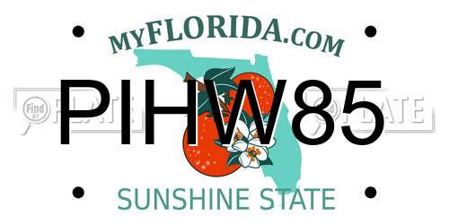PIHW85 Florida License Plate