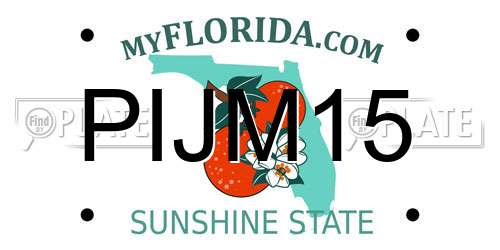PIJM15 Florida License Plate