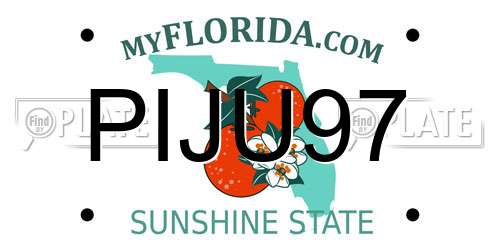 PIJU97 Florida License Plate