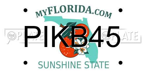 PIKB45 Florida License Plate