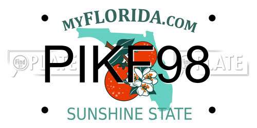 PIKF98 Florida License Plate