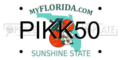 PIKK50 Florida License Plate