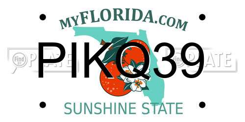 PIKQ39 Florida License Plate