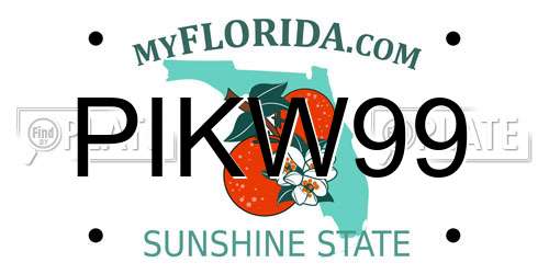 PIKW99 Florida License Plate