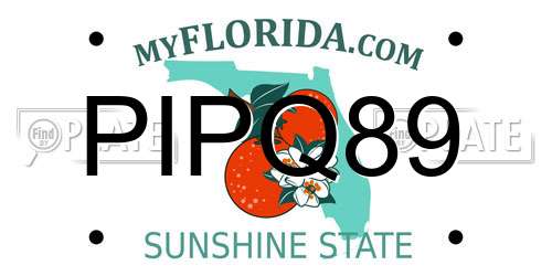 PIPQ89 Florida License Plate