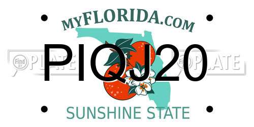 PIQJ20 Florida License Plate