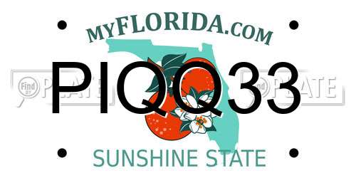 PIQQ33 Florida License Plate