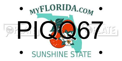 PIQQ67 Florida License Plate