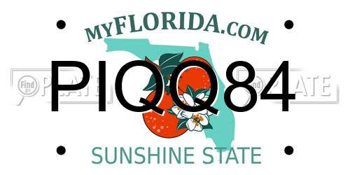 PIQQ84 Florida License Plate