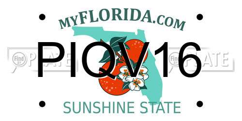 PIQV16 Florida License Plate