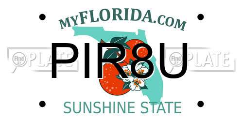 PIR8U Florida License Plate