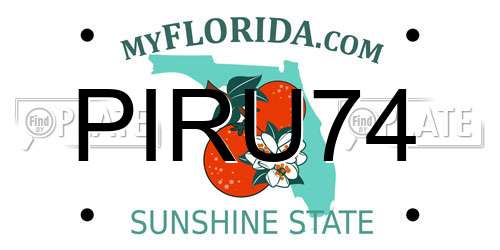PIRU74 Florida License Plate