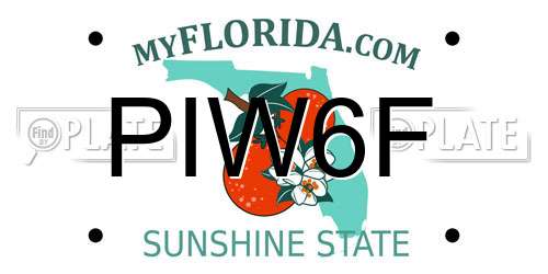 PIW6F Florida License Plate