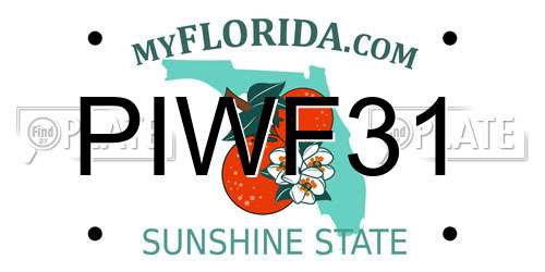 PIWF31 Florida License Plate