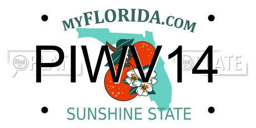 PIWV14 Florida License Plate