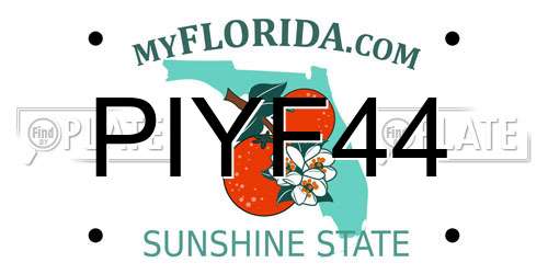 PIYF44 Florida License Plate
