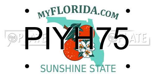 PIYH75 Florida License Plate