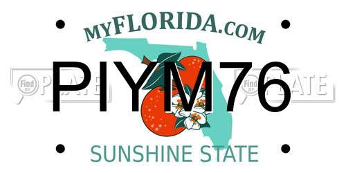PIYM76 Florida License Plate