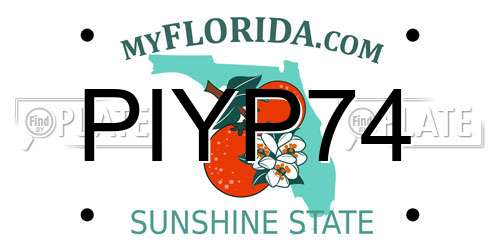 PIYP74 Florida License Plate
