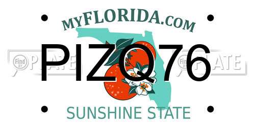 PIZQ76 Florida License Plate