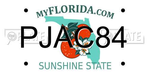 PJAC84 Florida License Plate
