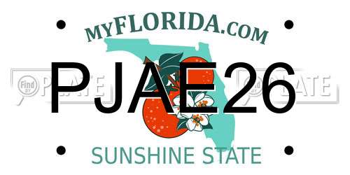 PJAE26 Florida License Plate