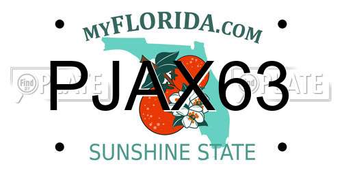 PJAX63 Florida License Plate