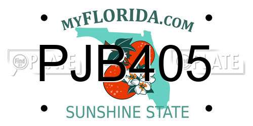 PJB405 Florida License Plate
