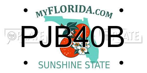 PJB40B Florida License Plate