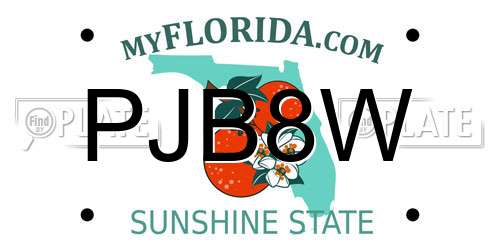 PJB8W Florida License Plate