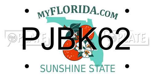 PJBK62 Florida License Plate