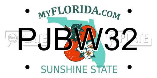 PJBW32 Florida License Plate