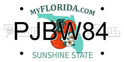 PJBW84 Florida License Plate
